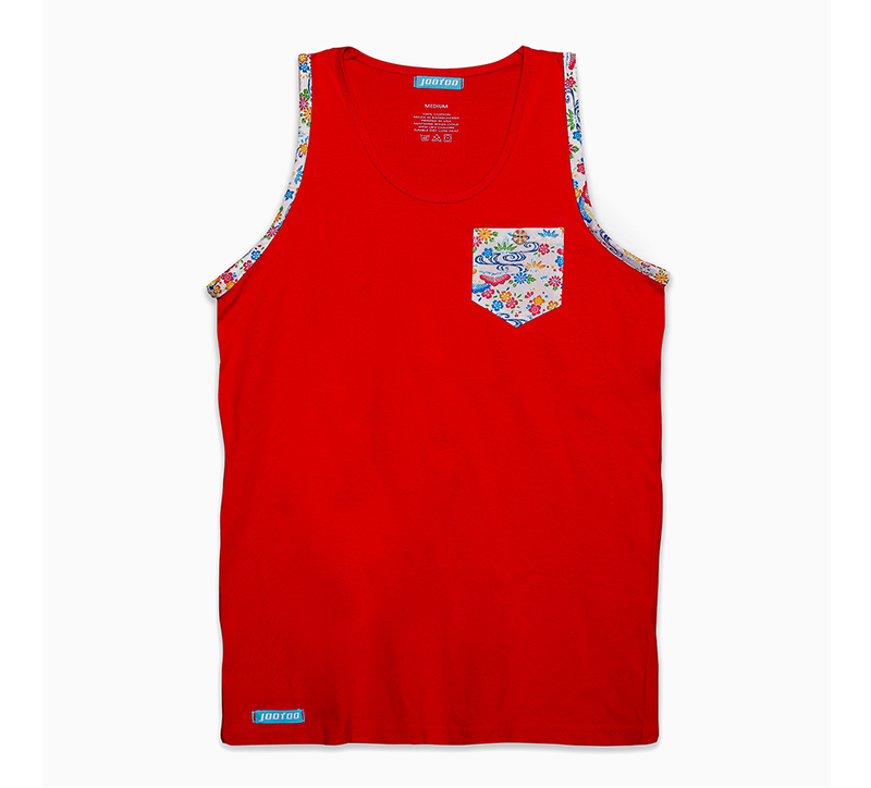 Sindssyge lufthavn metan Men's Red Tank Top w/White Floral Print Pocket :: Tank Tops - JooToo  Clothing Company